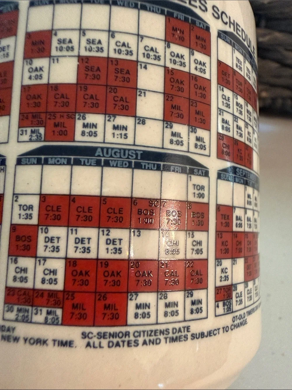 Vintage 1992 MLB New York Yankees Cream Mug with Red and Blue Logo